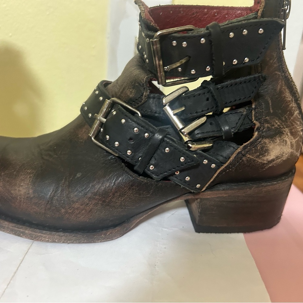 Studded Black Leather Ankle Boots